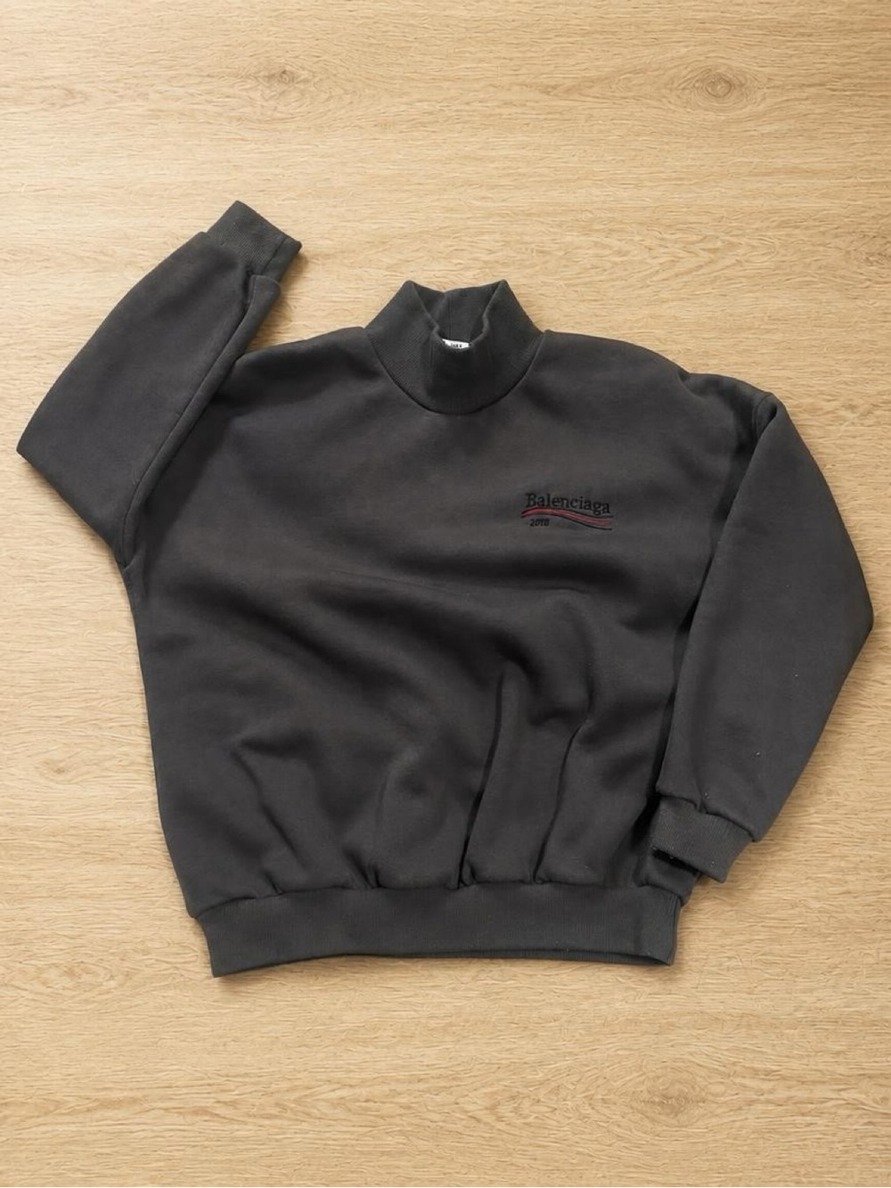 Balenciaga Dark Gray oversized Turtleneck Sweatshirt
